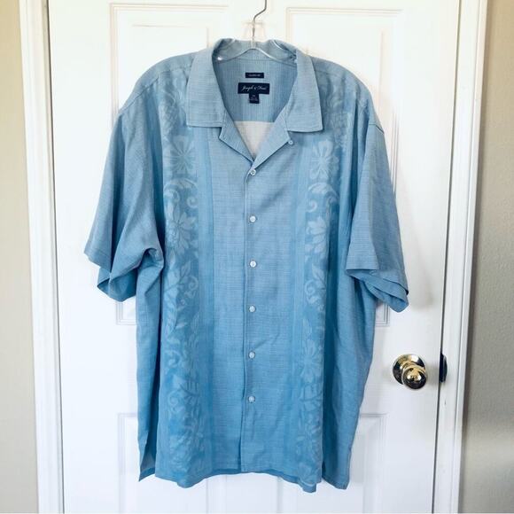 Joseph & Feiss Men's Hawaiian button down 100% silk Blue XXL with floral… - Picture 5 of 7